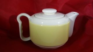 Vintage Art Deco Yellow White Porcelain Teapot Porcelier Antique