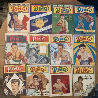 The Ring Boxing Magazines 1949 12 Issues Complete Set Jan - Dec Vintage