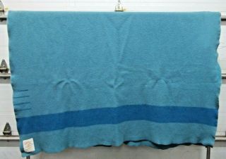 Vintage Antique Blue Hudson Bay Labaie 4 Point Wool Blanket 84 " X 62 "