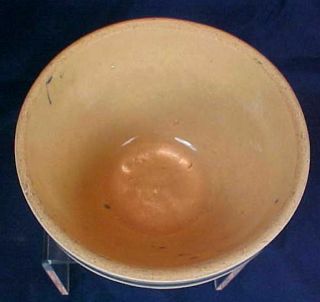 Vintage Blue White Stripe Stoneware Bowl Small Size Yellow 3