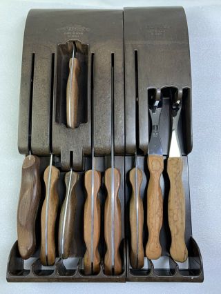 Cutco Vtg Chef Carving Swirl Handle Knife Set (20,  21,  22,  23,  24,  25,  26,  27,  28) Rack