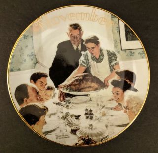 Norman Rockwell For All Time " November: Thanksgiving " 1996 Plate Very Good