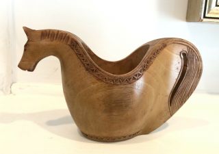 Vintage Carved Wood Horse Yugoslavian Shepherds Cup Bowl Wedding Shephards