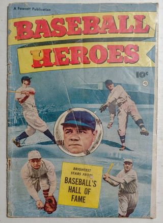 Vintage 1952 Baseball Heroes Fawcett Comics Babe Ruth Cover
