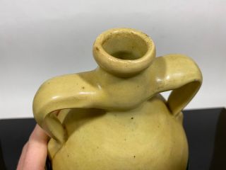 Vintage Glazed Art Pottery Pitcher Double Handle Jug Vase Water Vessel 3