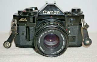 Vintage Canon A - 1 Camera With Fd 50mm F/1.  8 Lens - -