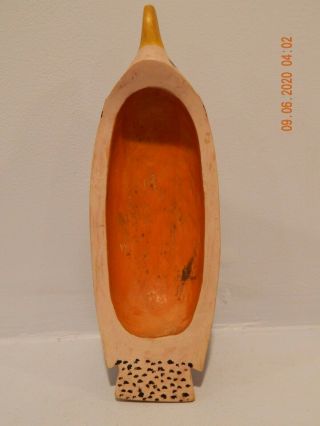 Vintage Hand Carved Wood Dish Penguin Shaped 3