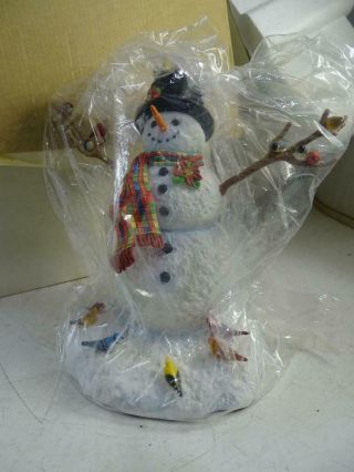 Vintage Lenox Feathered Friends Snowman Statue Figurine Christmas Nib Bird
