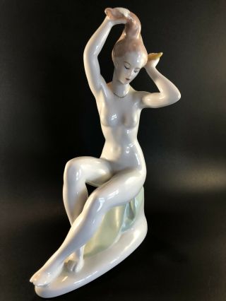 Art Deco Nude Porcelain Woman Figurine Bathing Beauty Aquincum Porcelain Hungary