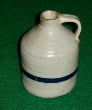 Primitive Stoneware Crock Jug Salt Glaze Cobalt Blue