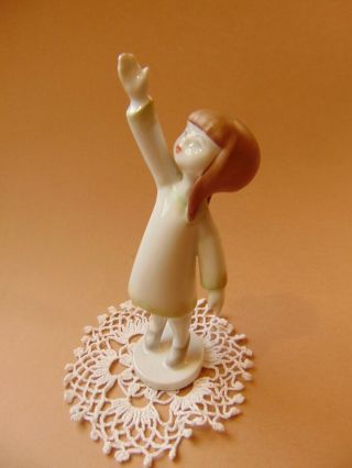 Vintage HUNGARIAN Hollohaza ART DECO Porcelain GIRL Handpainted 3