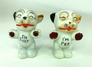 Bonzo Dog Ceramic Salt And Pepper Shakers Vintage Made In Japan