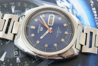 Rare Vintage Seiko 5 Sports Blue Dial Model 6119 - 8310 Automatic 21 Jewels Watch