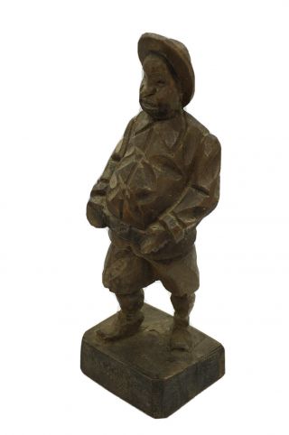 Antique Black Forest Hand Carved Wood Figurine 5.  5” Old Man Hobo