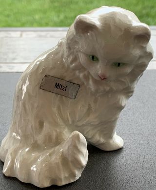 Vintage Goebel Mitzi White Persian Cat Figurine German Porcelain Feline Kitten