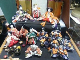Antique Vintage Japanese Hina Dolls Imperial Court Set Of 13