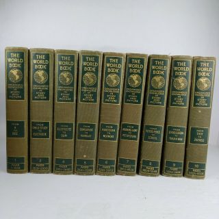 The World Book Encyclopedia Set 1923 Rare 9 Volumes (missing Vol.  2) Vtg