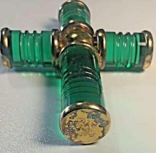 Large Rare Vintage Mid Century Signed Green Lucite Sterling Cross Pendant