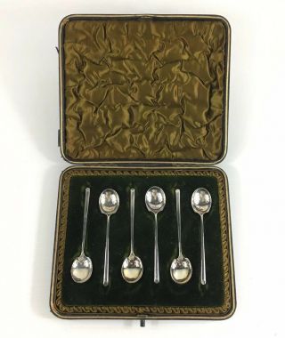 Vintage 1926 James Dixon & Sons Arts & Crafts Design Silver Set Of 6 Spoons
