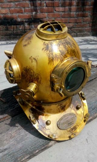 Vintage Brass Antique Steel Us Navy Mark V Diving Divers Helmet Christmas Gift