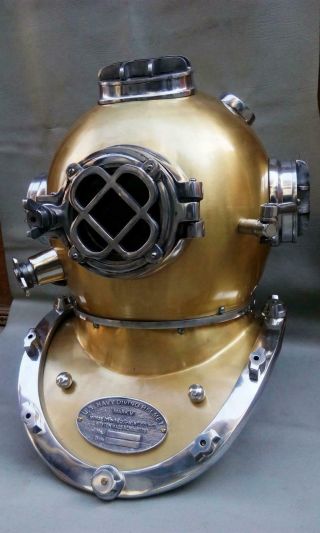 Antique Divers Diving Helmet Vintage Us Navy Mark V Boston Brass Morse Helmet