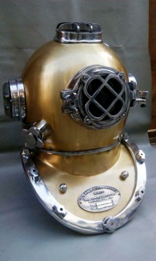 Antique Divers Diving Helmet Vintage US Navy Mark V Boston Brass Morse Helmet 3