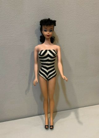 Vintage Mattel 60 ' s Barbie Doll 4 Brunette Ponytail Swimsuit Shoes Sunglasses 2