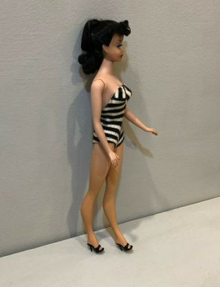 Vintage Mattel 60 ' s Barbie Doll 4 Brunette Ponytail Swimsuit Shoes Sunglasses 3