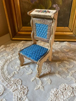 Antique Miniature French Dollhouse Prayer Chair - Kneeler - Prie Dieu