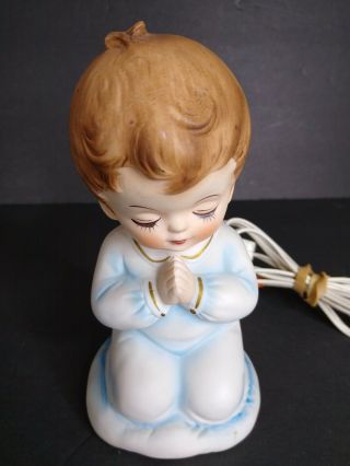 Vintage Lefton 6625 Praying Baby Boy Night Light Lamp With On/off Switch