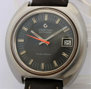 Vintage Certina Automatic Blue Ribbon Wristwatch Cal.  25 - 651 Case 39.  4 X 40 Mm