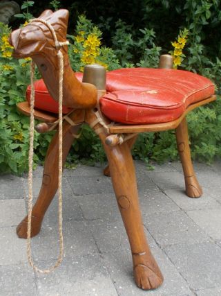 Old Vintage Leather Camel Saddle (stool)