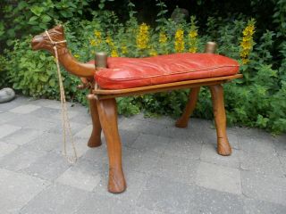 Old vintage leather camel saddle (stool) 2