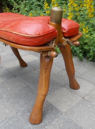 Old vintage leather camel saddle (stool) 3