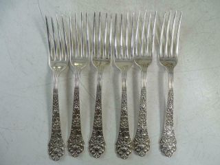 Antique Sterling Silver Gorham Medici - Old 1880 Dinner Fork Set X6 288 Grams Vtg