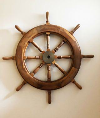 Vintage 36 " Teak Wood Ship 