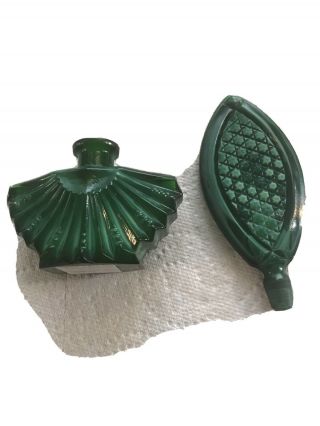 Vintage Art Deco Czech Green Malachite? Perfume Bottle