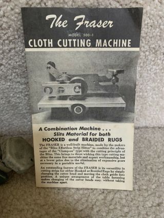 Vintage Harry M Fraser Cloth Fabric Cutting Machine Model 500 w/ 4 & 3 Cutters 2