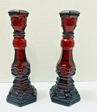 Avon 1876 Cape Cod Ruby Red Candle Stick Holder With Perfume
