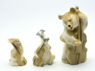 Ussr Soviet Lomonosov Porcelain Lfz Animals Music Band Figurines Set Of 3