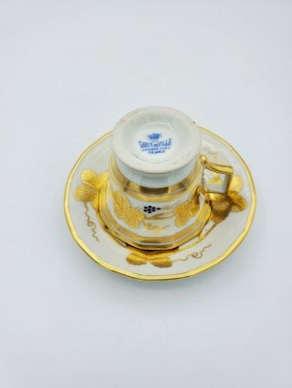 Vintage Hand Painted Gold Leaf Gout De Ville Limoges Demitasse Tea Cup Saucer