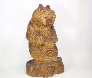 Vintage Forest Style 12 " Tall Bear Wood Carving Figure Hand Made