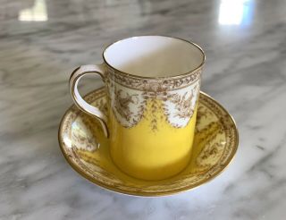 Antique Royal Worcester Coffee Cup & Saucer With Bow Swag Deco