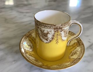 Antique Royal Worcester Coffee Cup & Saucer With Bow Swag Deco 2