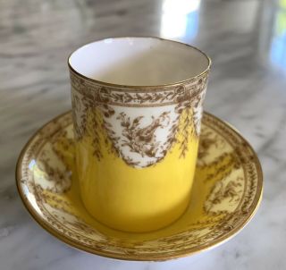 Antique Royal Worcester Coffee Cup & Saucer With Bow Swag Deco 3