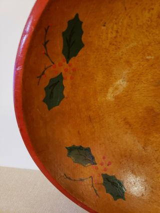 Vintage Mid Century Hand Crafted Christmas Decorative Wood Bowl 3