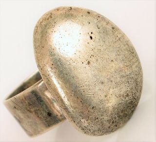 Vintage Designer Signed Ekc Sterling Silver Modernist Heavy Bean Ring Size 10