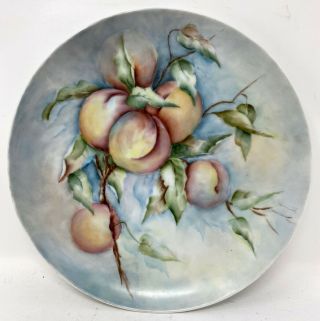 Vintage Hand Painted Peaches Porcelain Plate Signed Copeland