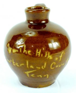 Antique Vintage Brown Glaze Stoneware Whiskey Miniature Scratch Jug Tenn Pottery