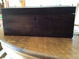 Antique Wooden Letter Chest Box Inlaid Top